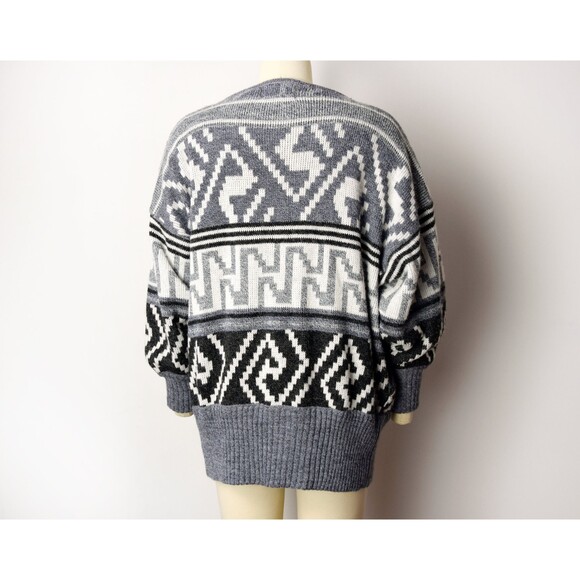 1980s Cardigan Size Large 80s Southwestern Style Sweater Asymmetrical Cardigan - Picture 6 of 10
